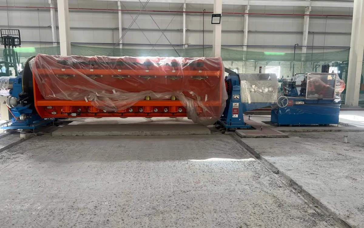 Production machinery positioned for installation at the ESAB factory
